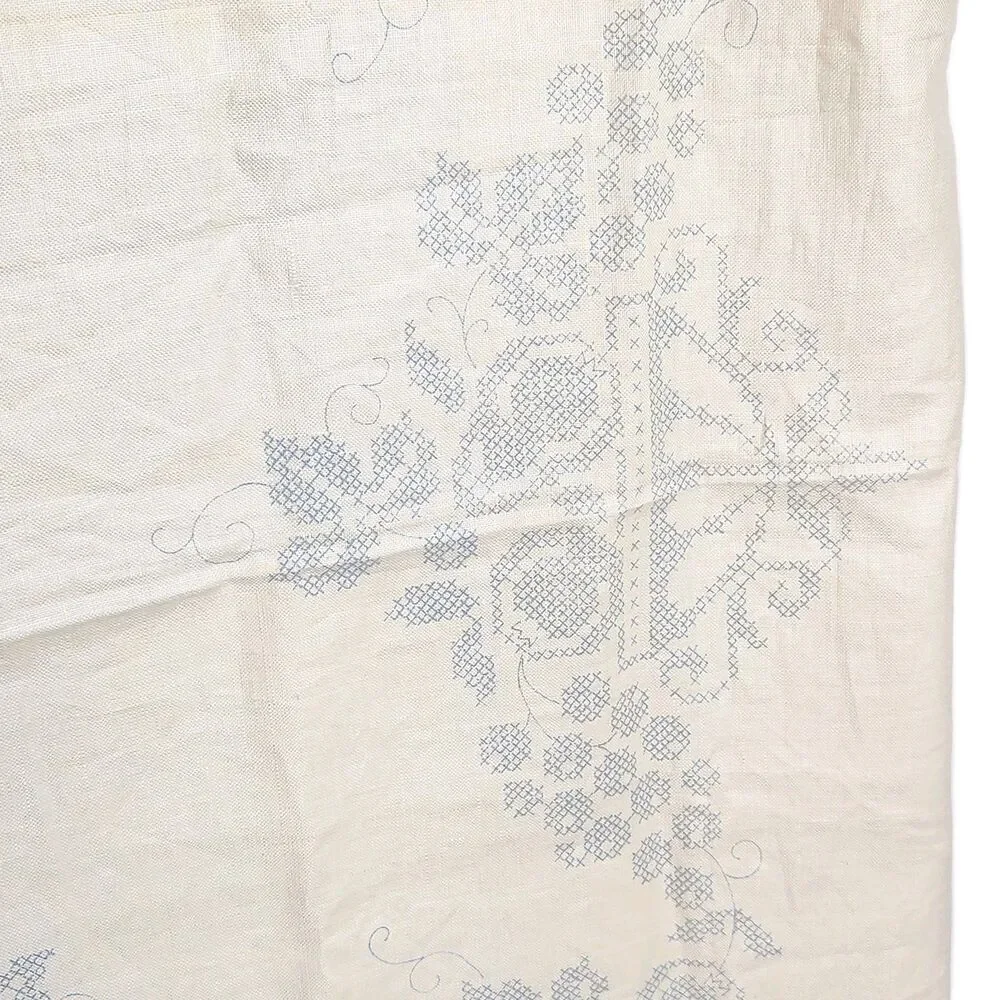 Vintage Stamped Cross Stitch Tablecloth Fruit Basket Linen 50x50 Unfinished DIY